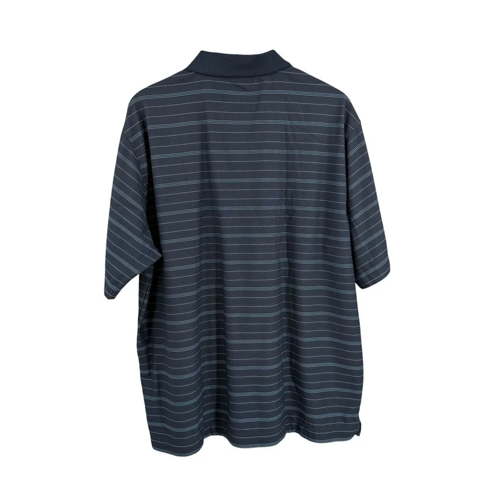 Nike Golf Mens XL Navy Blue Striped‎ Polo Shirt Dri-FIT